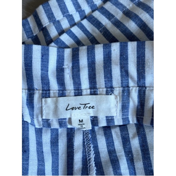 Love Tree‎ Striped Paperbag shorts Size Medium Blue and White Belted - Picture 5 of 9